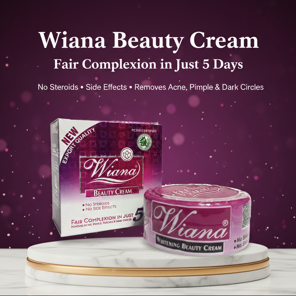 Wiana Beauty Cream packaging on a white platform with a purple background